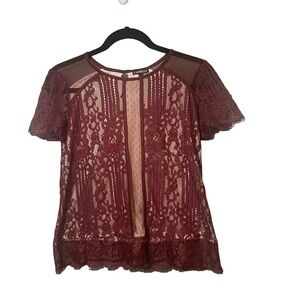 EXPRESS Size S Burgundy Lace Top